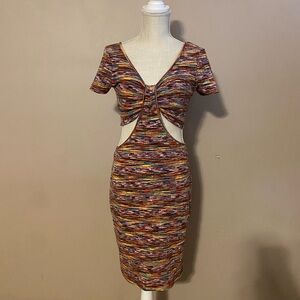 SO Vibrant Striped Cut Out Dress